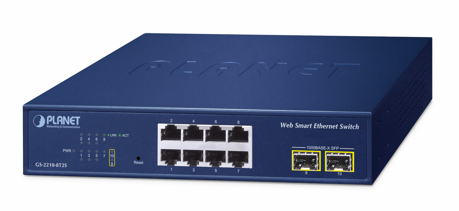 PLANET 8-Port Web Smart Switch GS-2210-8T2S