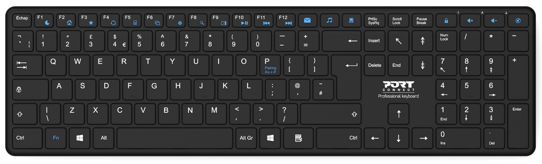 Port Tastatur kabellos Bluetooth QWERTZ Office