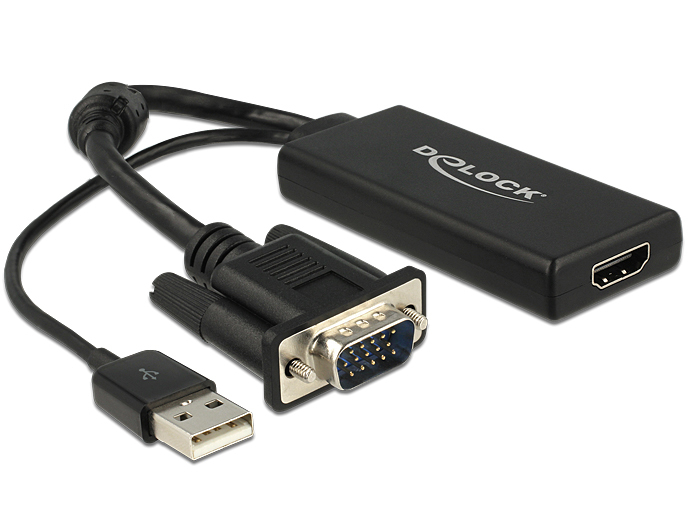 DELOCK VGA Adapter D-Sub15 + USB -> HDMI St/&shy;St/&shy;Bu