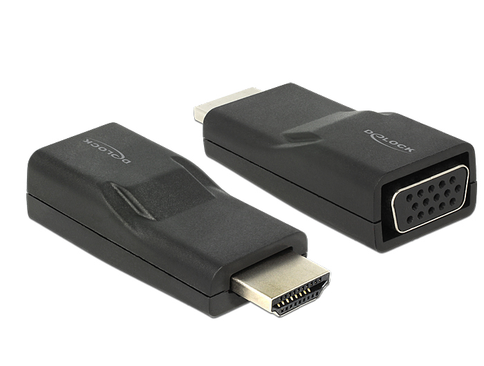 DELOCK HDMI Adapter A -> D-Sub15 St/&shy;Bu screwless
