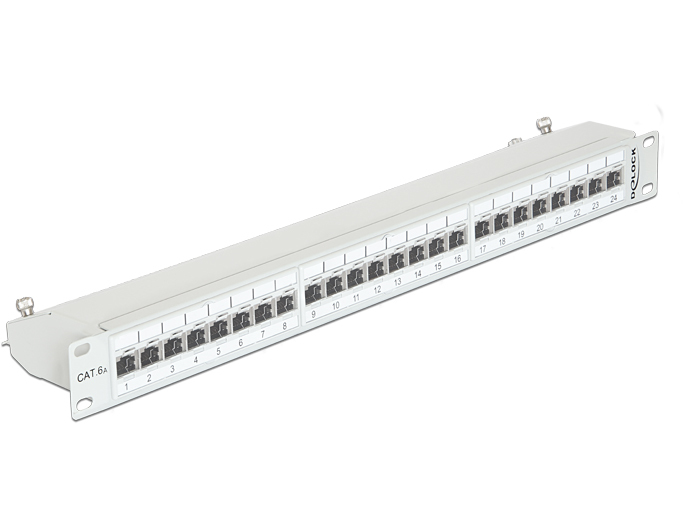 DELOCK 19" Patchpanel 24-Port Cat6A geschirmt grau