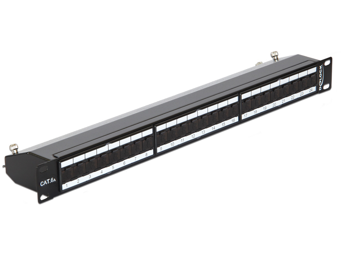 DELOCK 19" Patchpanel 24-Port Cat6A geschirmt schwarz
