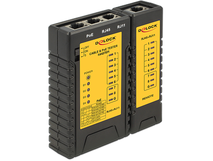 DELOCK Netzwerk Tester RJ45 /&shy; RJ12 /&shy; PoE