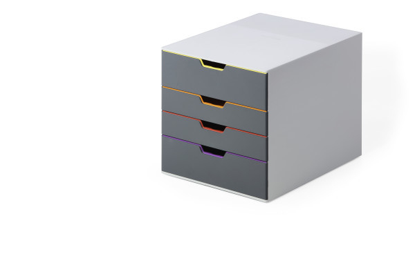 DURABLE Schubladenbox VARICOLOR 4 Fächer Etiketten mehrfbg