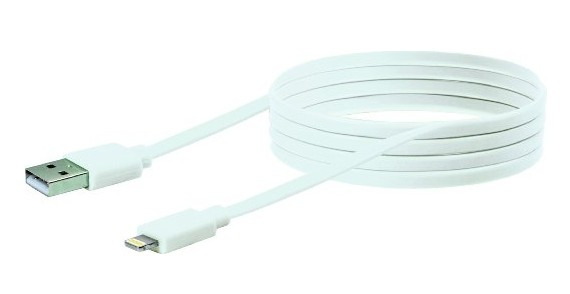 Schwaiger USB Kabel 2.0 Apple Lightning 2m Flachkabel Weiß