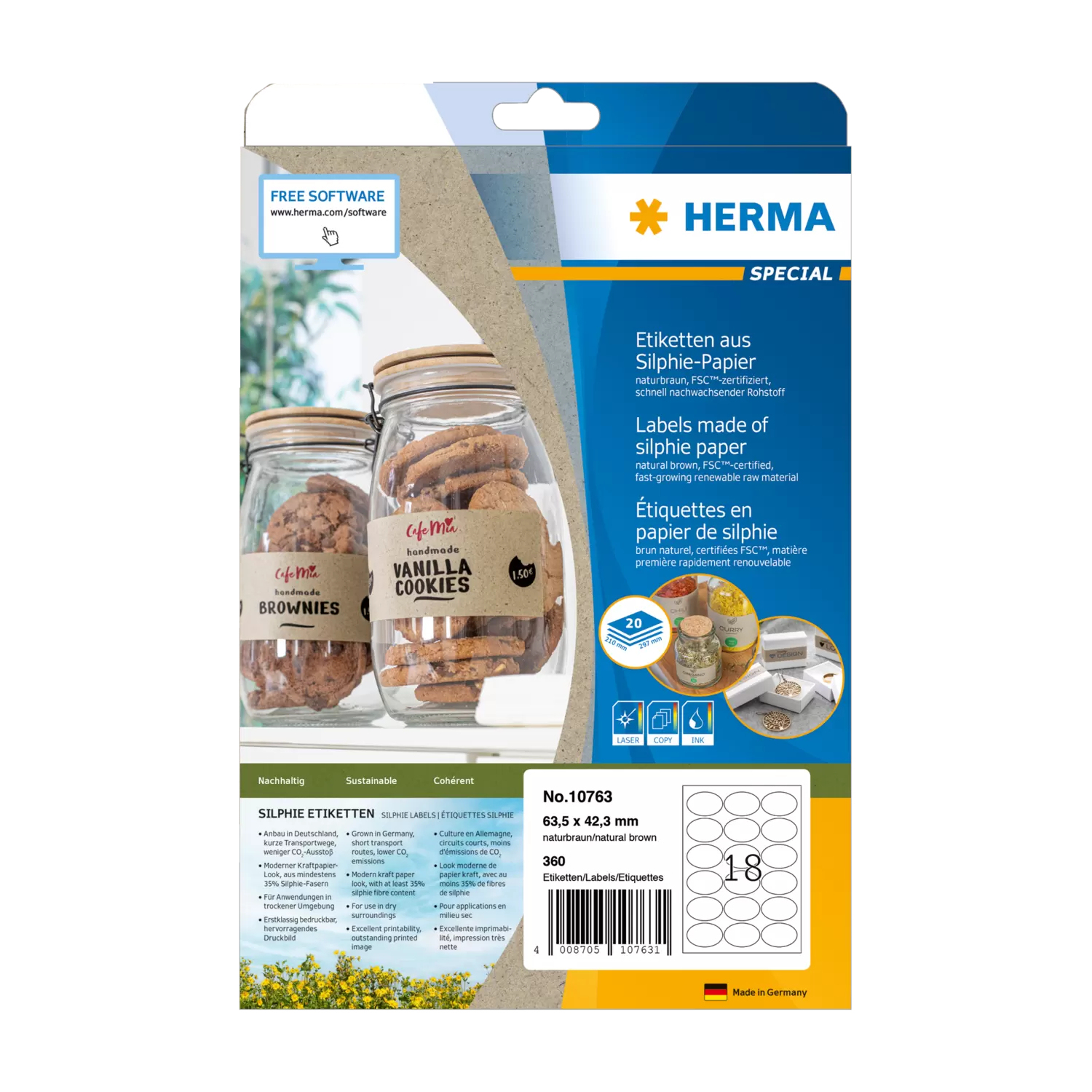 HERMA Etiketten Silphie A4 20 Blatt 63.5x42.3 Oval