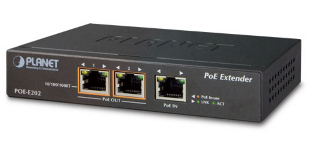 PLANET 1-Port 802.3at PoE+ to 2-Port Gigabit PoE Extender