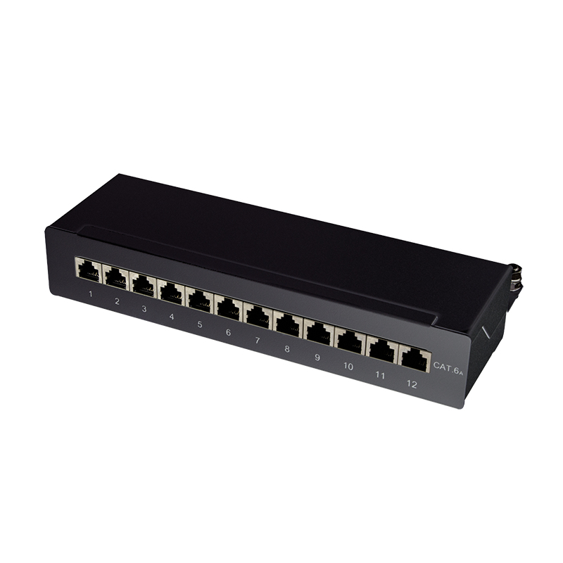 Logilink Patchpanel Tisch/&shy;Wand Cat.6A STP 12 Ports, schwarz