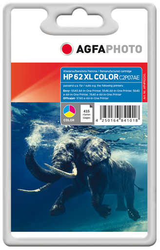 AgfaPhoto Patrone HP APHP62CXL No.62XL C2p07AE Color remanufactu