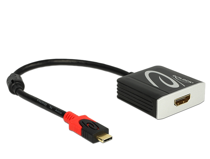 DELOCK USB Kabel C -> HDMI A St/&shy;Bu 4K 0.20m schwarz
