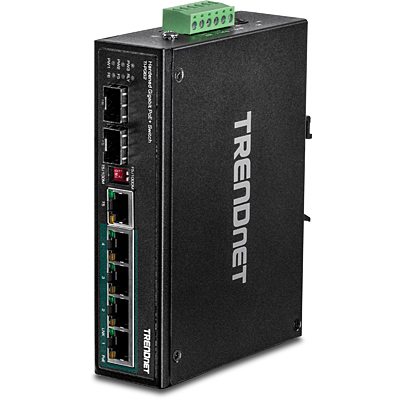 TRENDnet Industrial Switch 6-Port Gbit PoE+ DIN-Rail