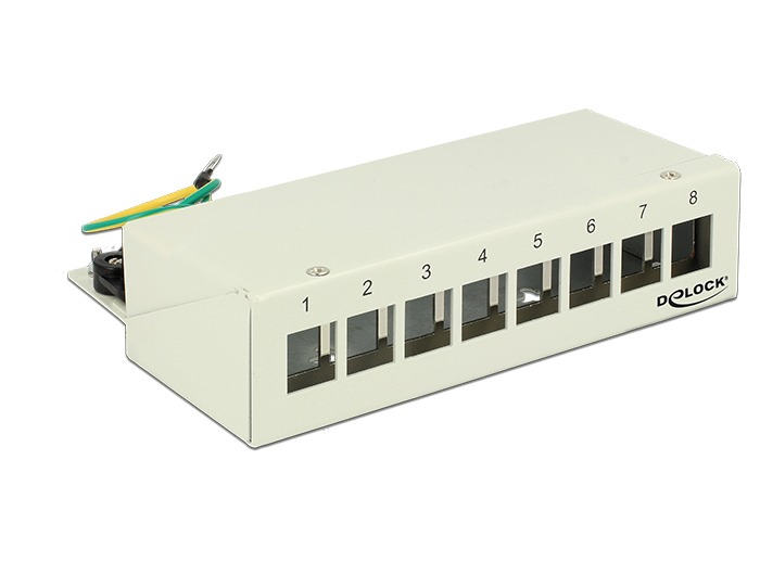 DELOCK Patchpanel 8 Keystone Ports Metall grau