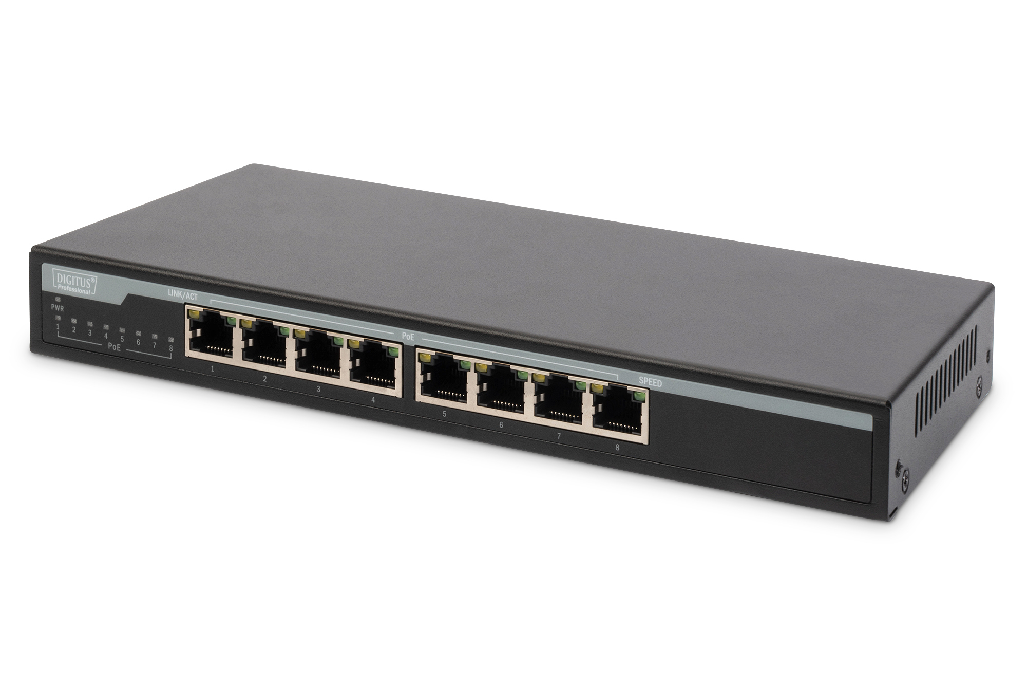DIGITUS Switch 8-Port  Gigabit 135W PoE Unmanaged schwarz