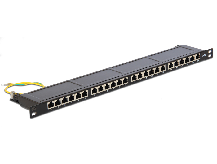 DELOCK 19" Patchpanel 24-Port Cat6 0.5 HE schwarz