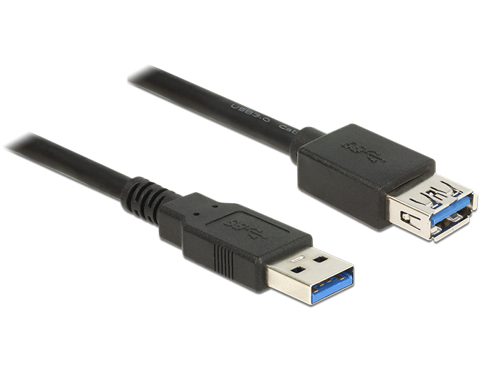 DELOCK USB Verl. USB3.0 A -> A St/&shy;Bu 5.00m schwarz