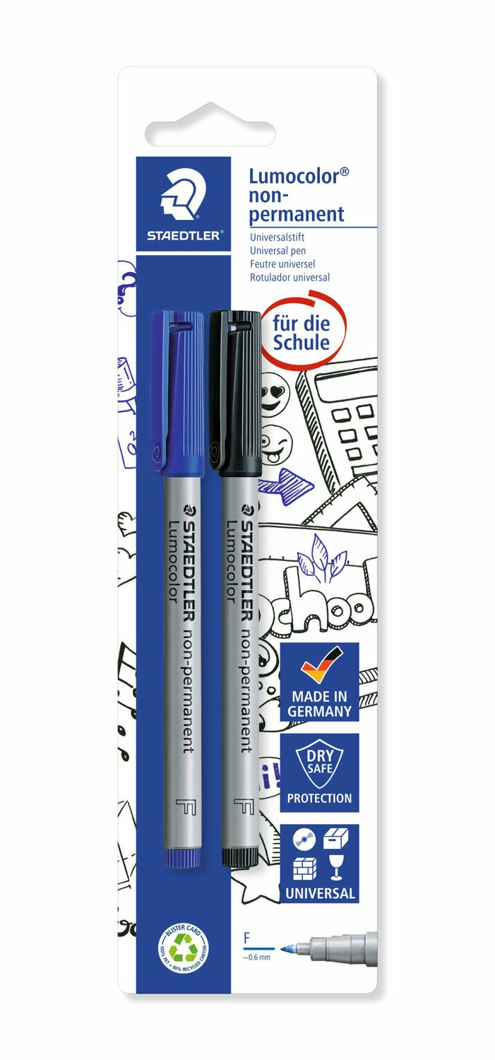 STAEDTLER Folienstift Lumocolor F nonperm 2St