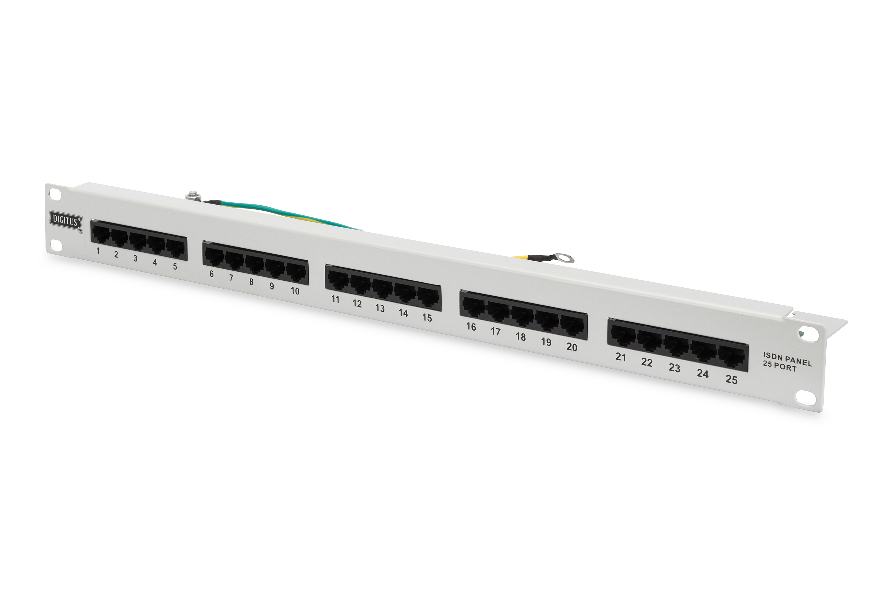 DIGITUS Patchpanel 1HE 25-Port Cat3 ungeschirmt ISDN grau