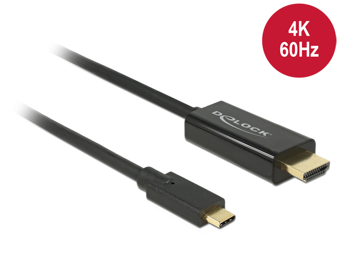 DELOCK USB Kabel C -> HDMI-A 4K 60Hz St/&shy;St 1.00m sw