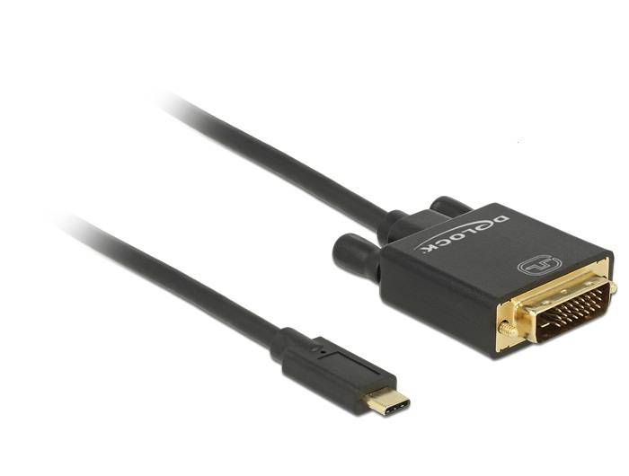 DELOCK USB-Kabel Typ C -> DVI(24+1) St/&shy;St 4K 30 Hz 2,0m sw