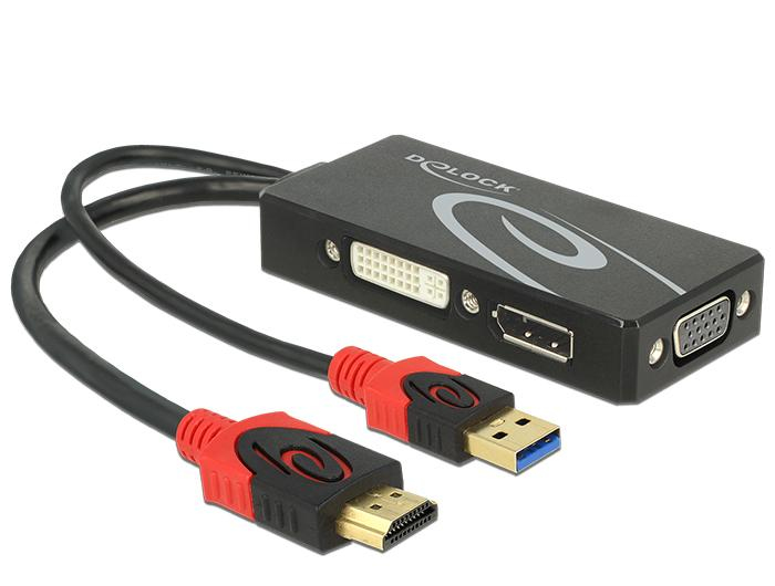 DELOCK Adapter HDMI -> DVI(24+5)/&shy;VGA/&shy;Displayport 4K schwarz
