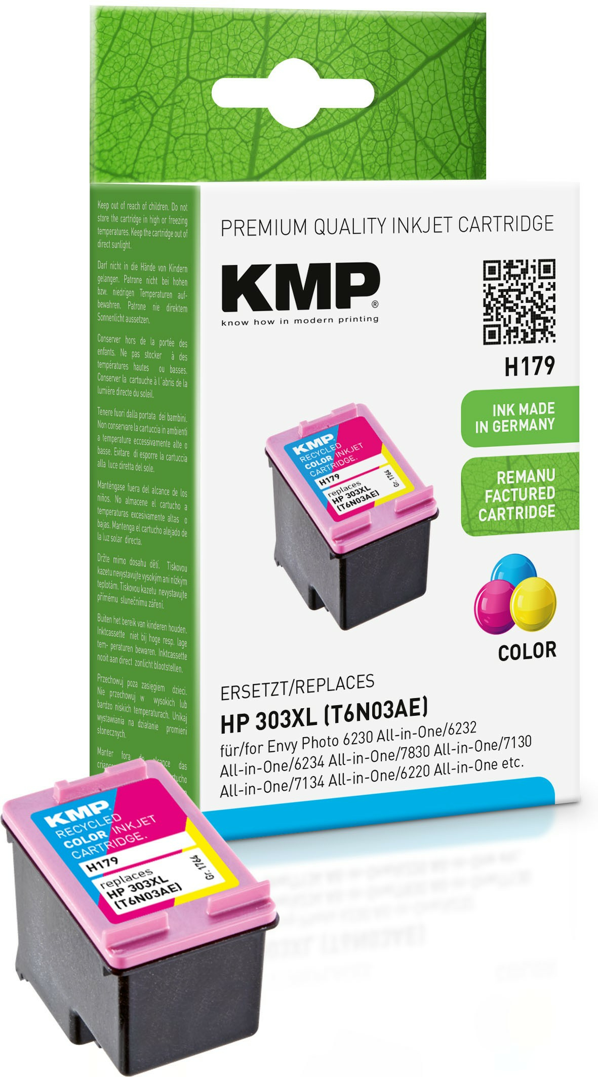 KMP Patrone HP 303XL (T6N03AE) 3-Color 415 S. H179 refilled
