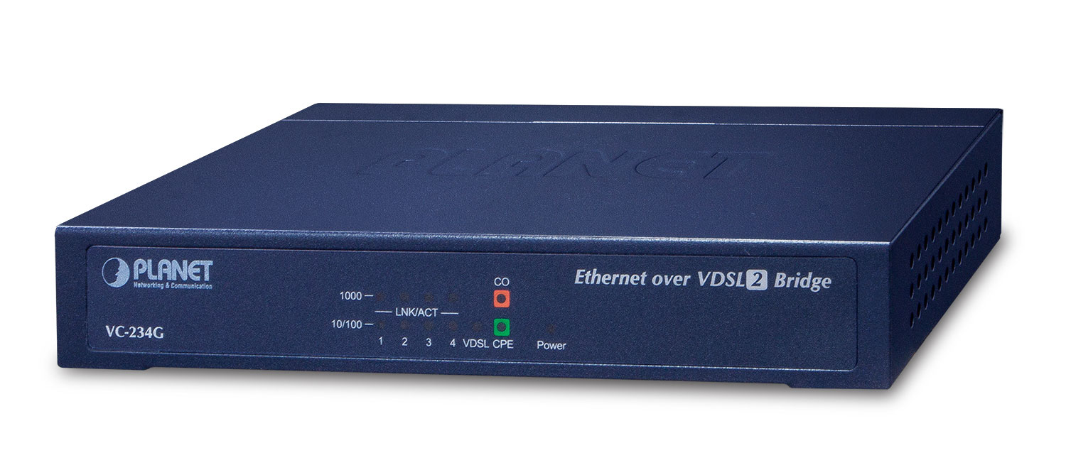 PLANET 4-Port 10/&shy;100/&shy;1000T Ethernet to VDSL2 Bridge