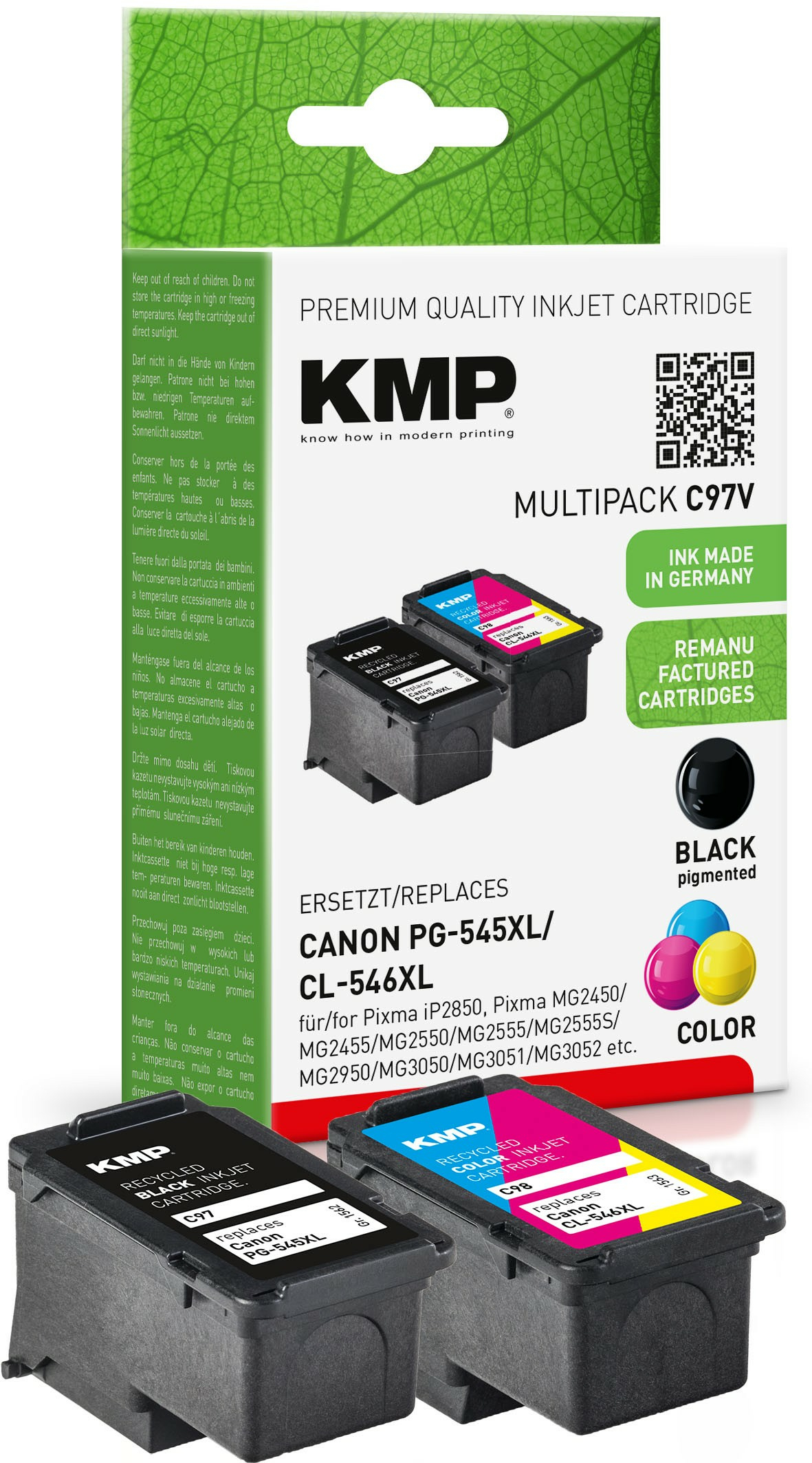 KMP Patrone Canon PG-545XL Multipack BK/­C/­Y/­M/­ remanufactured KMP Patrone Canon PG-545XL Multipack BK/­C/­Y/­M/­ remanufactured