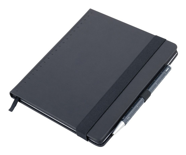 TROIKA Notizblock BLACK SLIMPAD A5 dunkelblauer Stift
