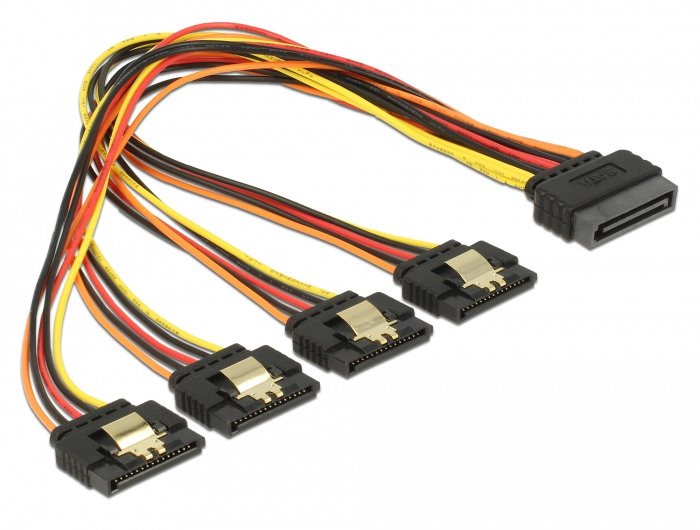 DELOCK Stromkabel 4x 15Pin SATA -> 2x 15Pin SATA St/&shy;Bu 30cm
