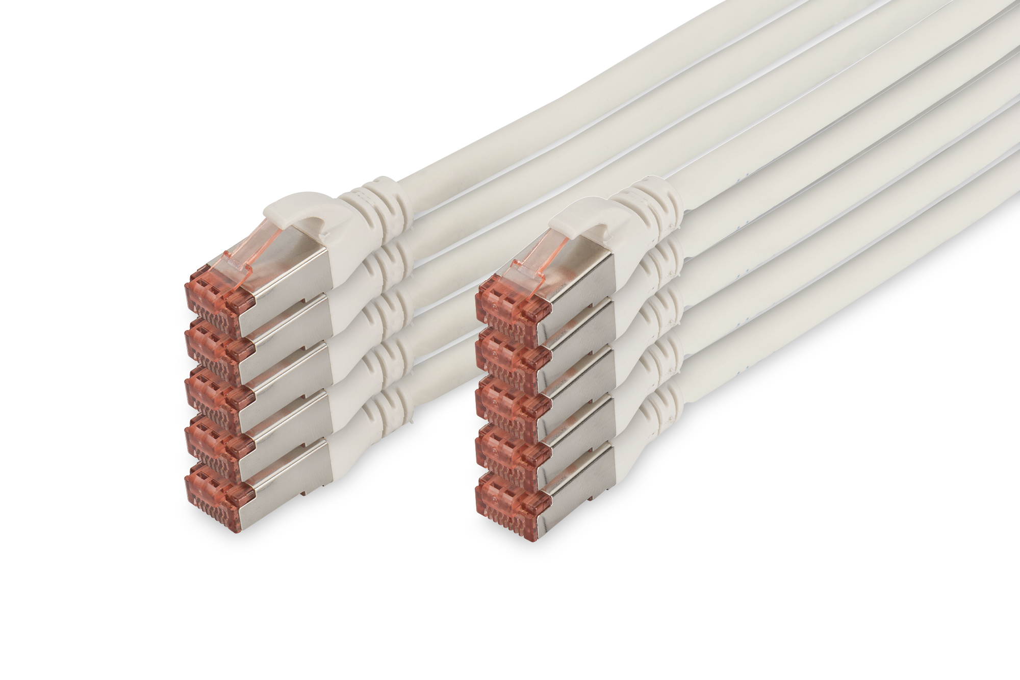 DIGITUS CAT 6 S/&shy;FTP Patchkabel, 10 Stück, 0,25m, weiß