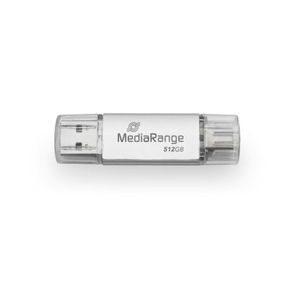 MediaRange USB-Stick 3.2 Gen 1 USB-A und USB-C,512GB silber