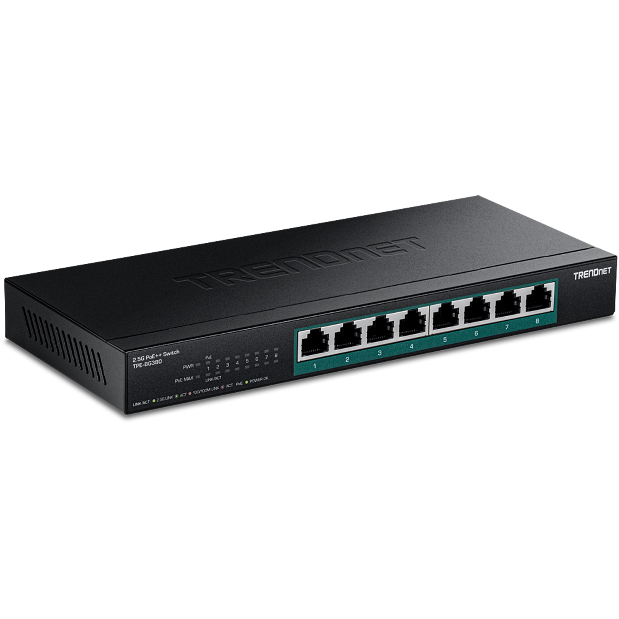 TRENDnet Switch 8-Port 2.5G PoE++ Unmanaged WallMount