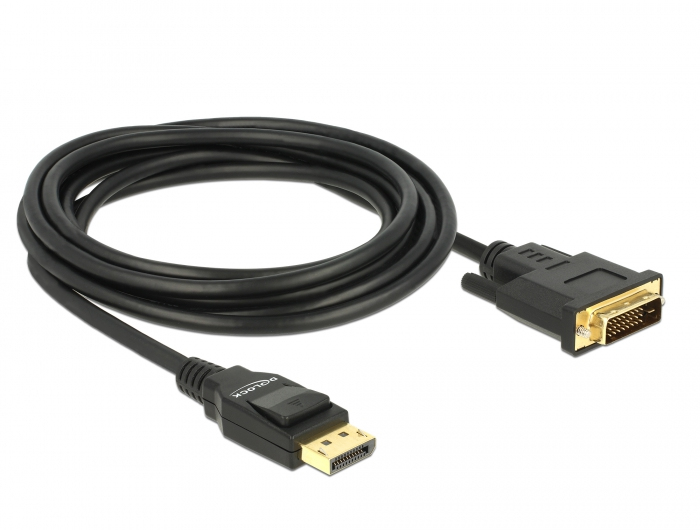 DELOCK Kabel DP 1.2 -> DVI (24+1) St/&shy;St 3.0m schwarz