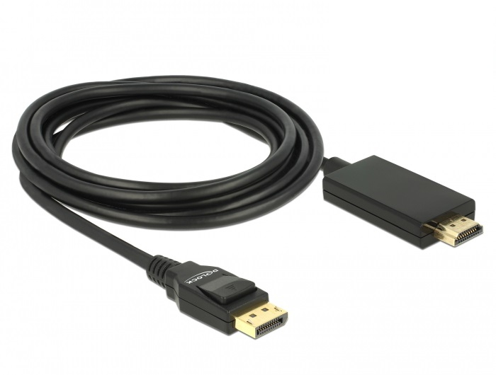 DELOCK Displayport Kabel DP -> HDMI St/&shy;St 4K 3.00m schwarz