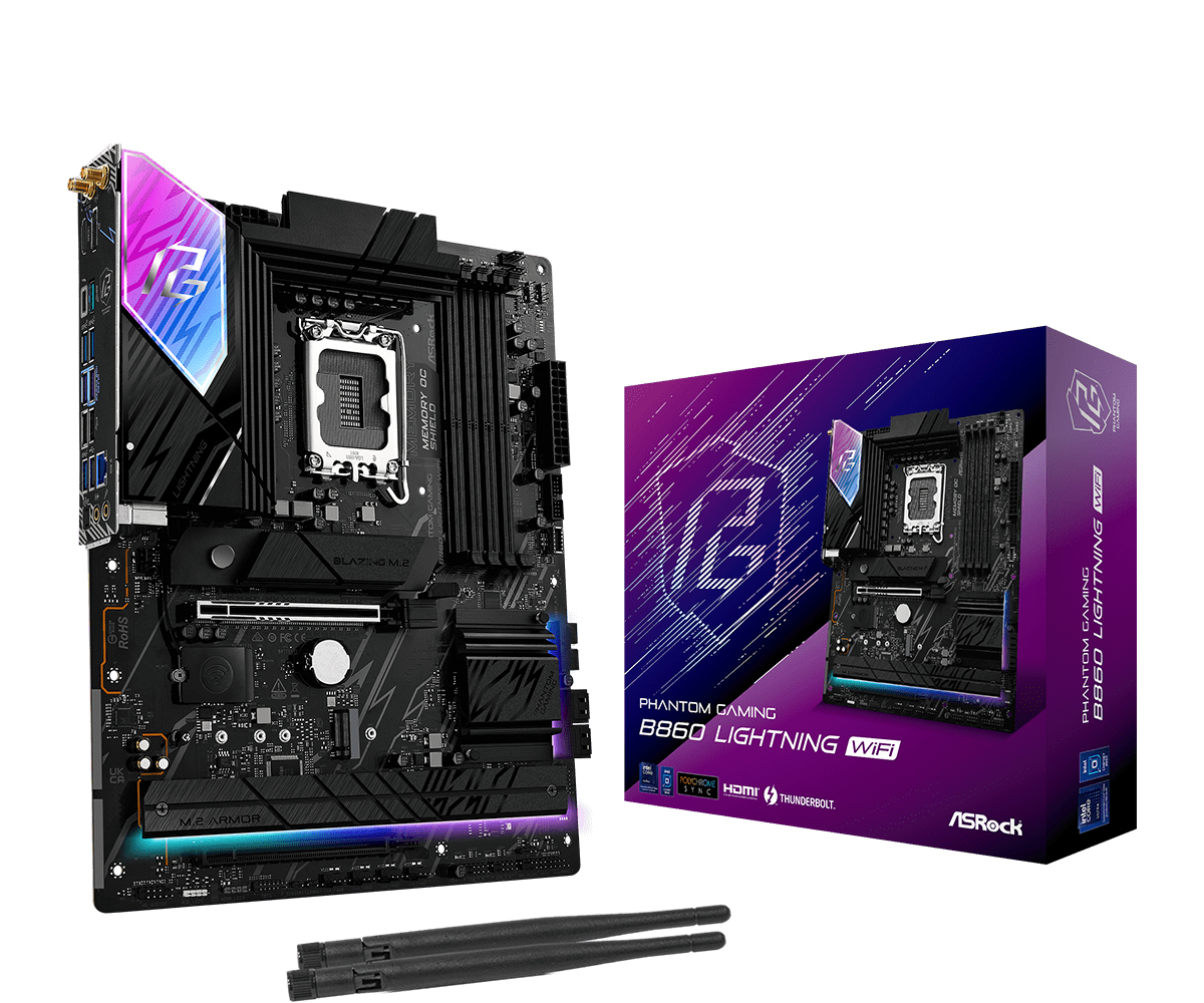 ASRock B860  Lightning WiFi     1851 ATX  HDMI/&shy;DP/&shy;USB-C DDR5