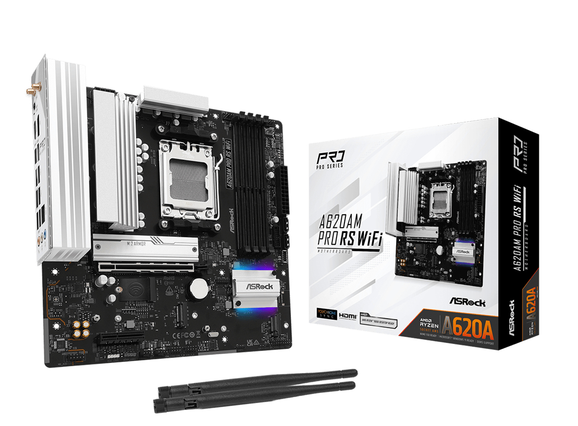 ASRock A620AM Pro RS WiFi AM5 mATX HDMI/&shy;DP DDR5 retail