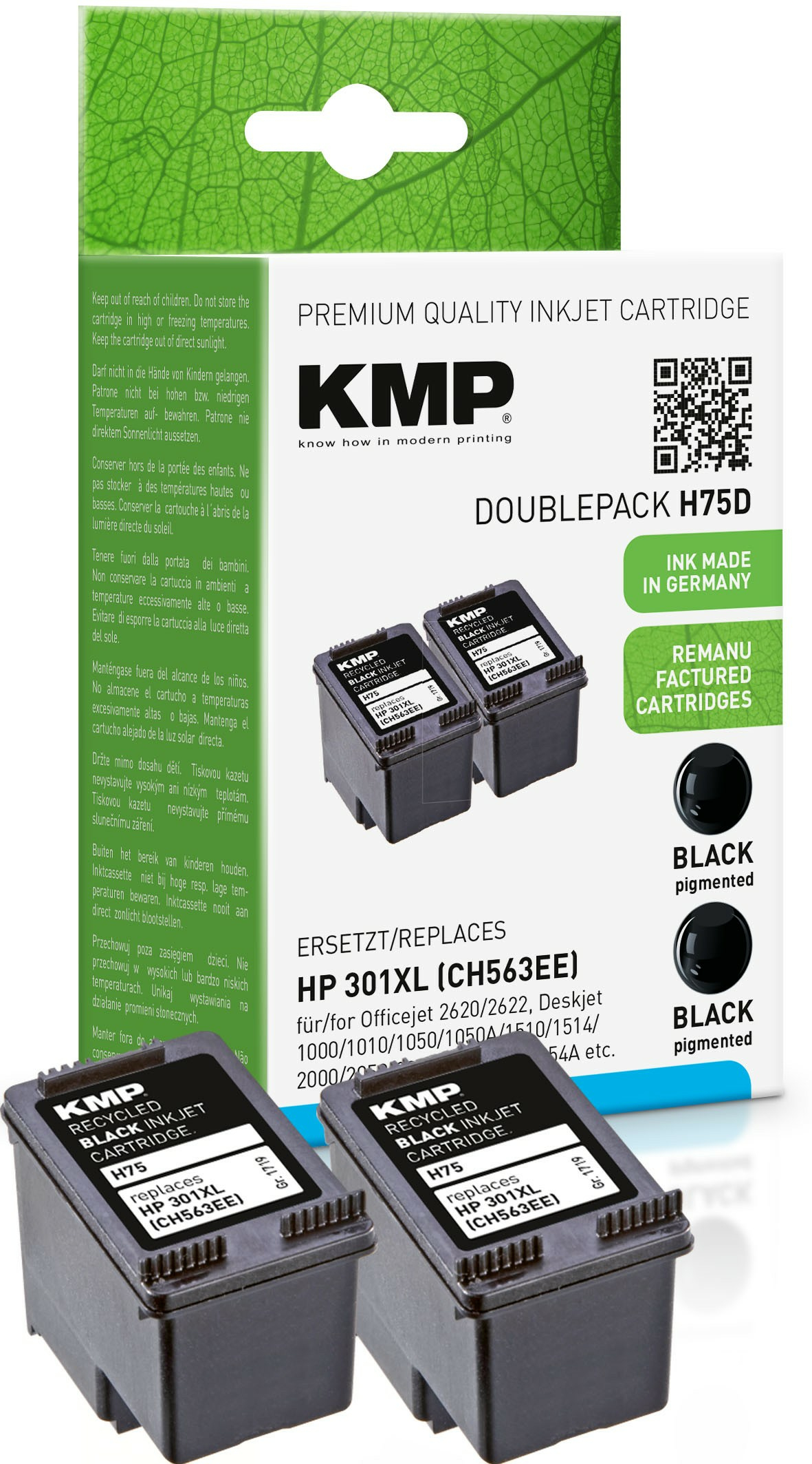 KMP Patrone HP301XL DoublePack 2x480 Seiten black kompatibel