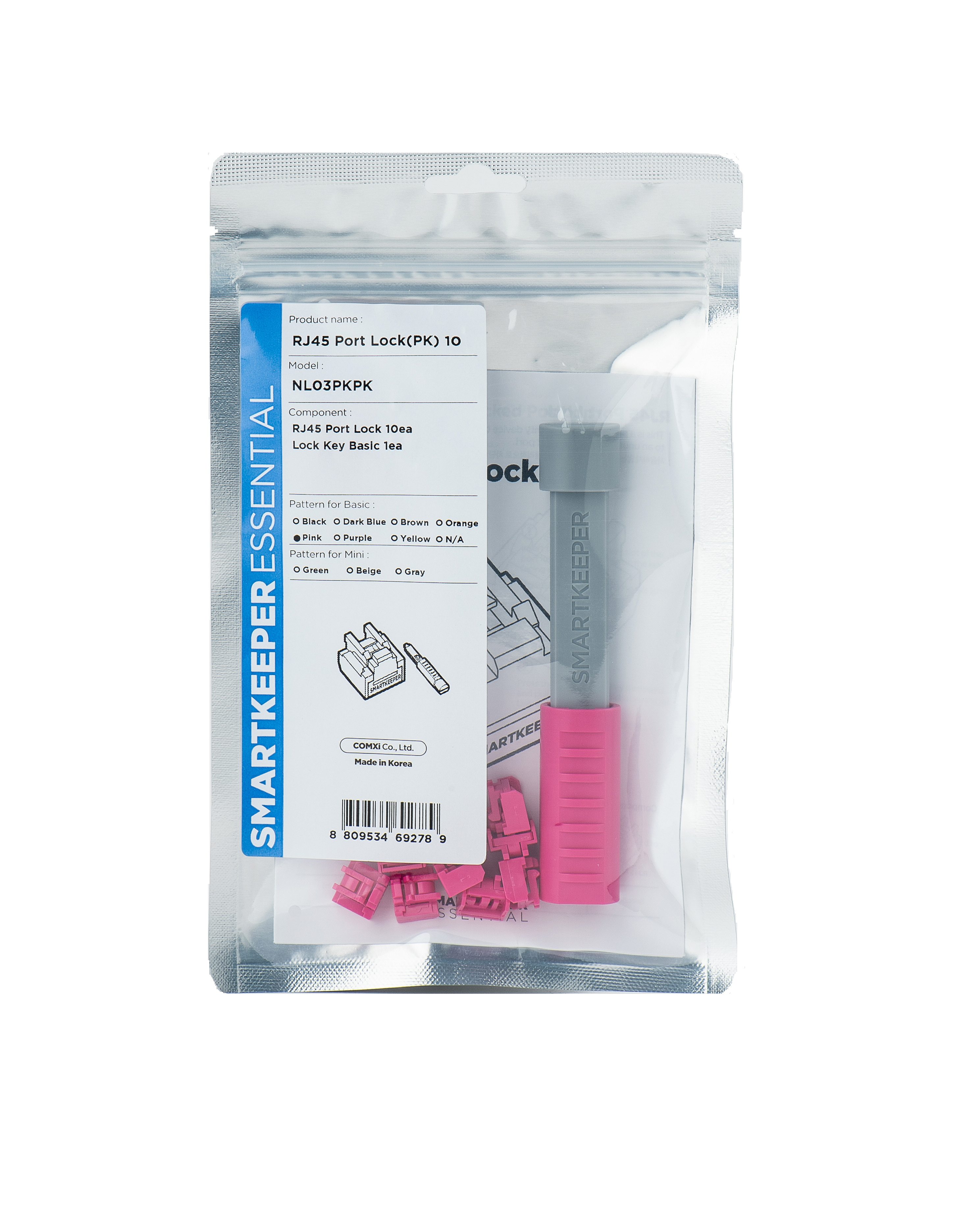 SmartKeeper Basic "RJ45 Port" Blocker pink 10 Stk.+Key