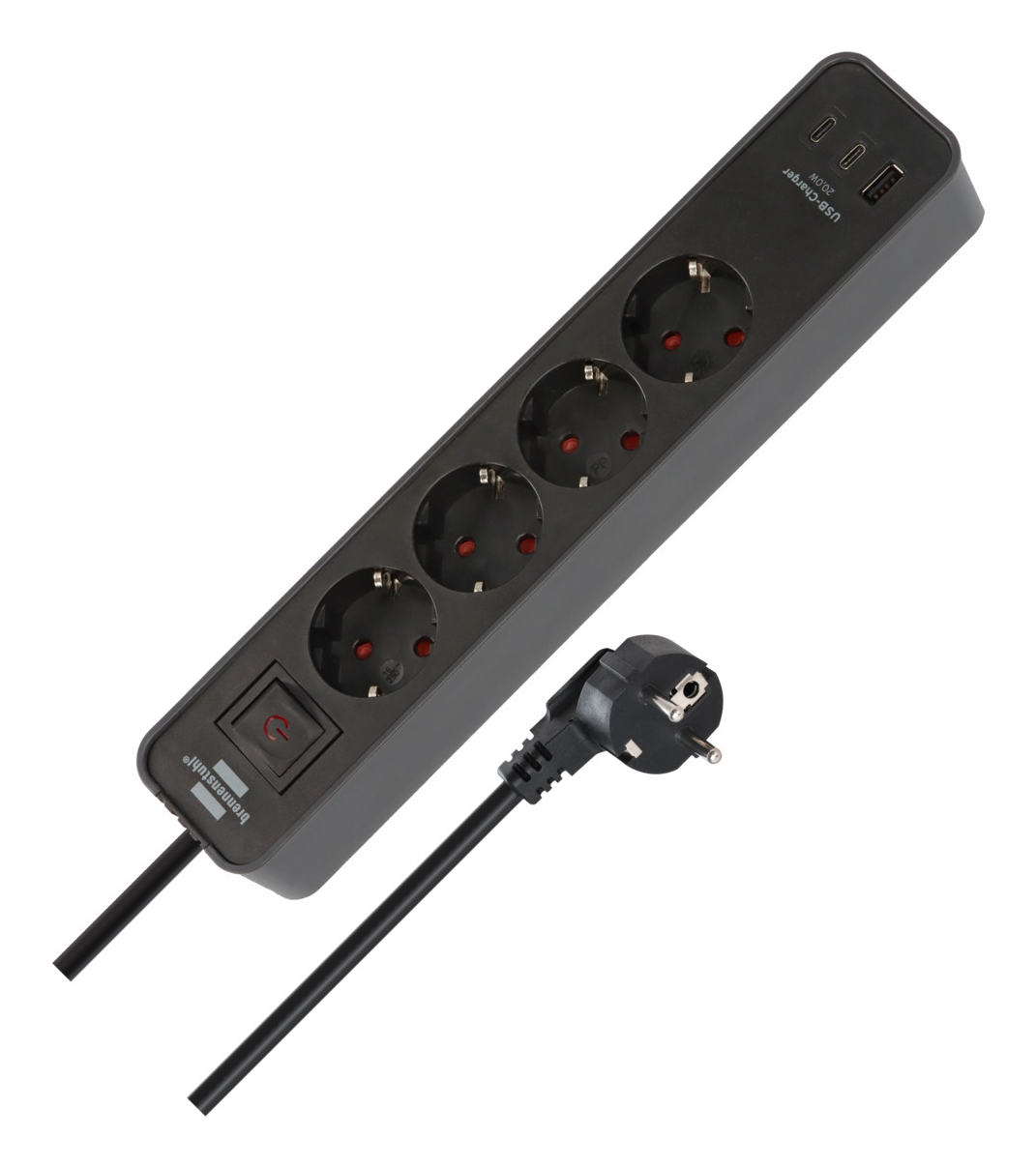 Brennenstuhl Ecolor 4f USB PD 2xC 1xA 20W sw/­anth 1,5m Brennenstuhl Ecolor 4f USB PD 2xC 1xA 20W sw/­anth 1,5m
