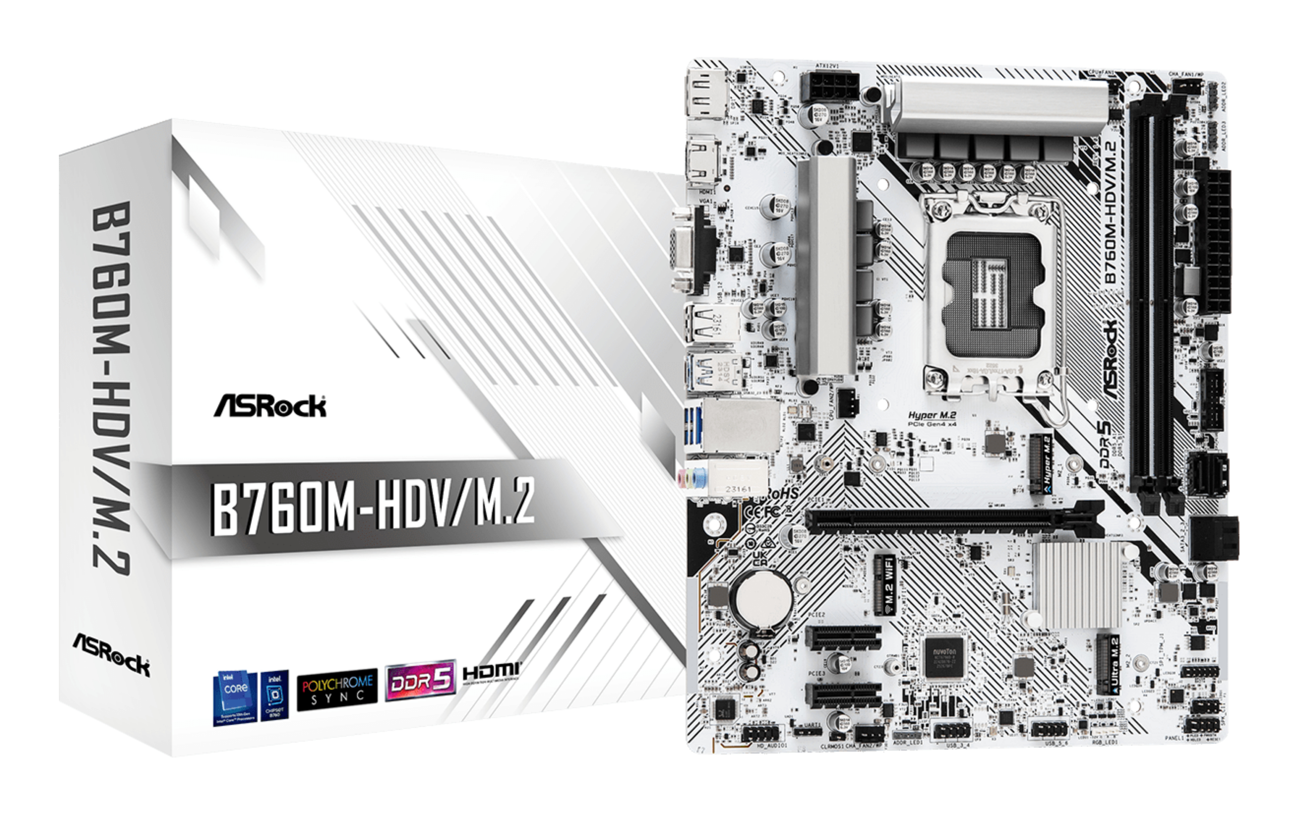 ASRock B760M-HDV/&shy;M.2            1700 mATX HDMI/&shy;DP/&shy;VGA   DDR5 ret