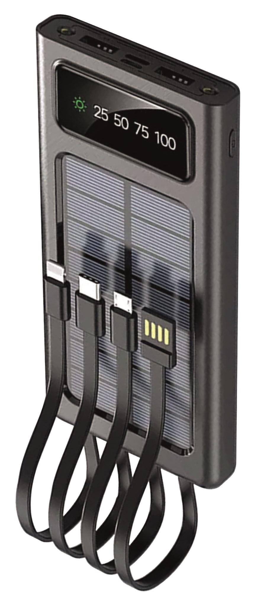 2GO Powerbank Solar 10000mAh mit LED Taschenlampe schwarz