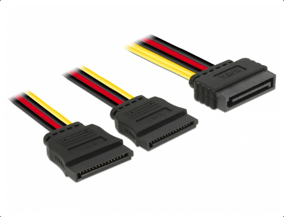DELOCK Kabel Power SATA 15 Pin > 2x SATA HDD - gerade