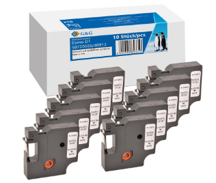 G&G Schriftband 10ner Set für DYMO D1/&shy; S0720680/&shy; 40913