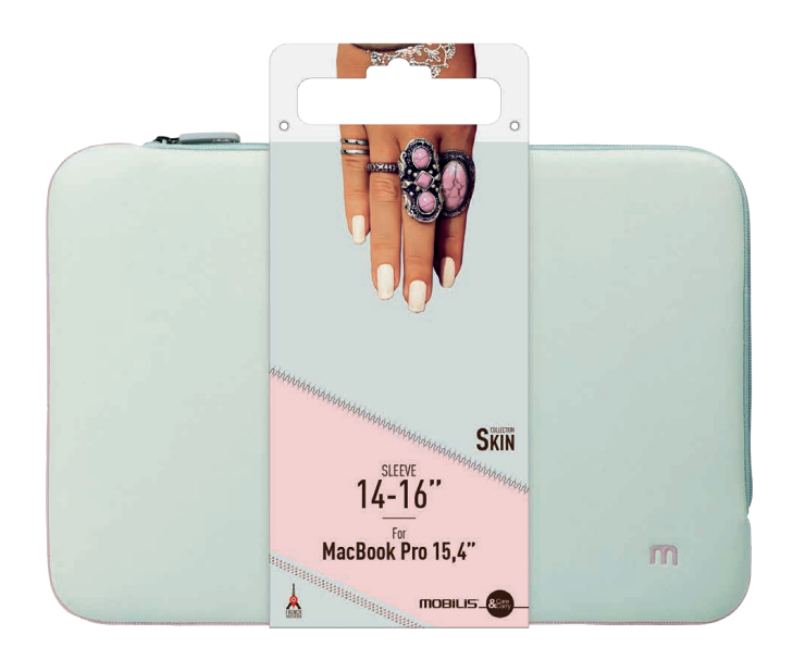 Mobilis Skin Sleeve 14-16" - Grey and pink