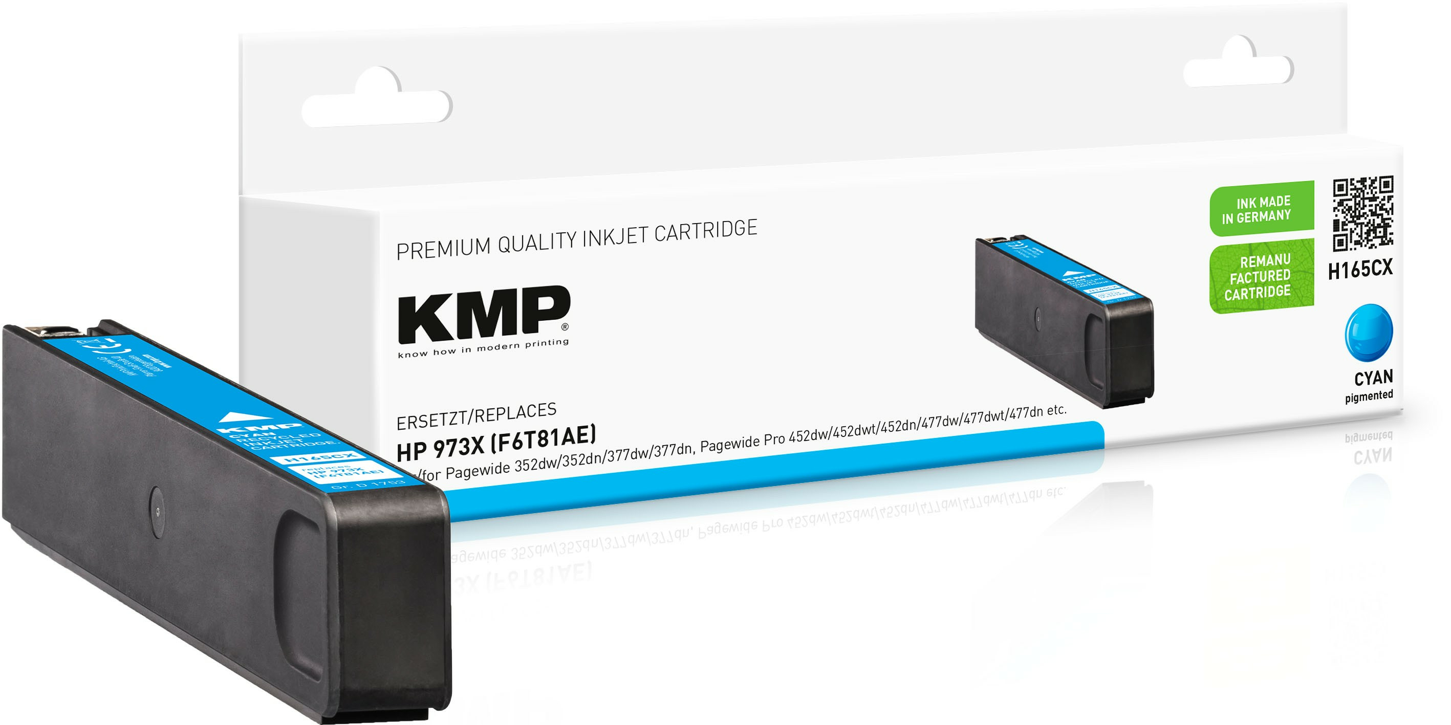 KMP Patrone HP 973X (F6T81AE) cyan 7000 S. Hybrid-Chip refilled KMP Patrone HP 973X (F6T81AE) cyan 7000 S. Hybrid-Chip refilled