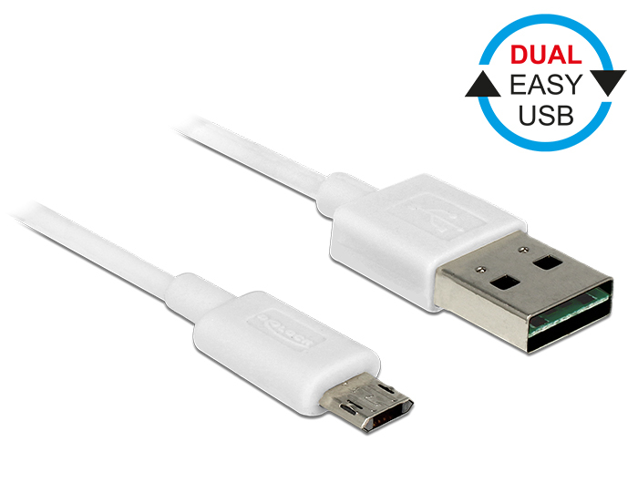 DELOCK USB Kabel A -> Micro-B St/&shy;St 0.20m weiß Easy USB