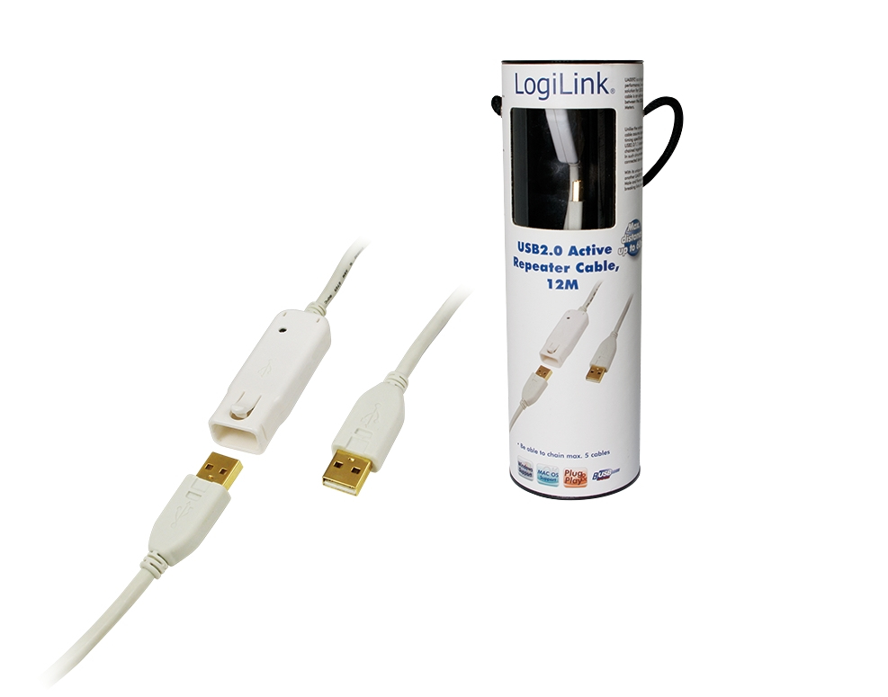 Logilink USB Kabel A -> A St/&shy;Bu 12.00m Verl. weiss