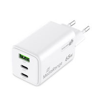 MediaRange Ladegerät 65W 3-Port 1x USB-A/&shy;2x USB-C GaN, weiß