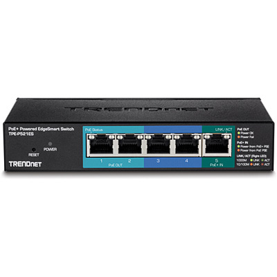 TRENDnet Switch 5-Port Gbit PoE+ Powered EdgeSmart Metall
