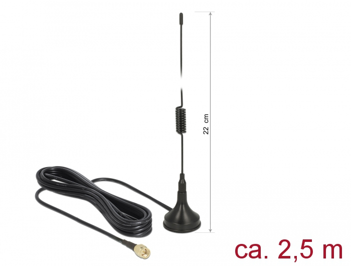 DELOCK  GSM /&shy; UMTS /&shy; LTE Antenne SMA Stecker 2 dBi starr